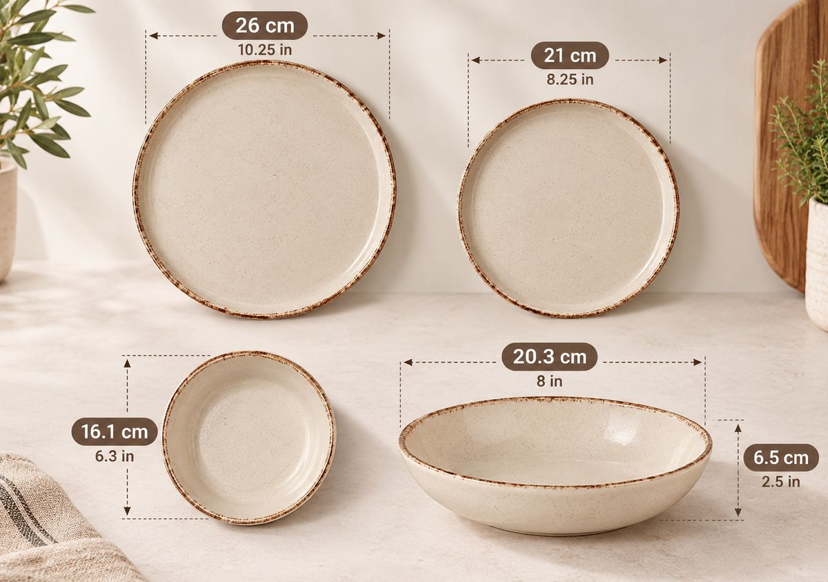 24-delige Beige Keramieken Serviesset